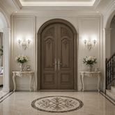 Aplica 6898-2W WH, design alb patinat cu doua brate florale, instalata pe hol pentru iluminare ambientala eleganta si vintage