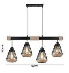 Pendul LED JD-66 E27 cu 4 surse montat in bucatarie moderna, iluminat principal uniform pentru spatiu functional