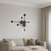 Aplica LED moderna negru mat cu design geometric si lumina reglabila 3000–6500K prin telecomanda, ideala pentru living contemporan, model 71086/3+3 Black.