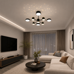Lustra LED rotunda cu efect stelar si telecomanda 71169-4+4+1BK+CP