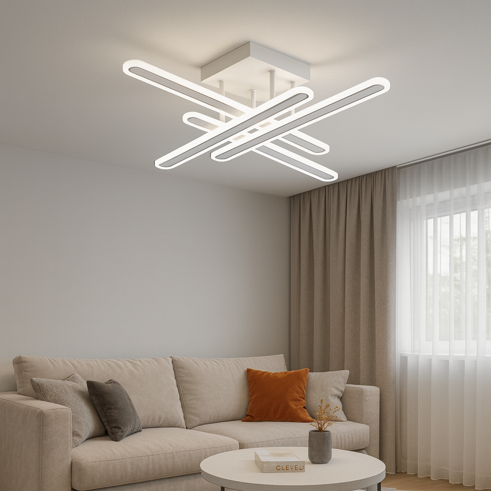 Lustra LED 73030/4 alb mat, design modern cu telecomanda si lumina reglabila, iluminand elegant un living compact si contemporan.