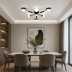 Lustra LED Moderna 77108/3+3+1 BK+FGD 82W cu Telecomanda