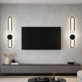 Aplica LED LUBAN Geometric verticala alb-negru, design ovala cu cercuri suprapuse, iluminare decorativa pentru living modern
