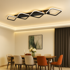 Lustra LED 77206/4 MB cu design metalic modern si lumina reglabila, amplasata in zona de dining luminoasa pentru iluminare eficienta.