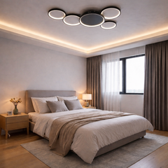 lustra LED neagra moderna L77209/5 MB 154W cu telecomanda