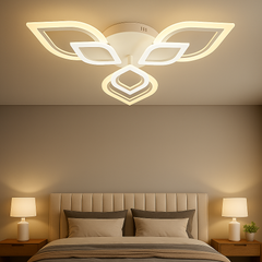 Lustra LED moderna 48W cu 3 cercuri si lumina ajustabila 3000K-6500K, ideala pentru dormitoare moderne cu iluminare confortabila si relaxanta