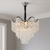 Candelabru elegant cu cristale 78006-450 CH, 7 becuri E27, iluminare intensa si efect luxos pentru living modern si rafinat.