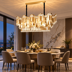Candelabru Modern Lux cu Cristale Auriu Oval 12×E27 78012-1100×400FG