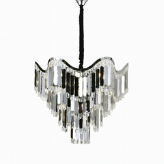 Candelabru modern lux cu cristale pe niveluri, Ø60 cm si 12 E27, finisaj argintiu, ideal pentru living spatios cu efect spectaculos de lumina, model 78012-600 CH.