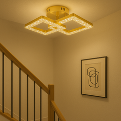 Lustra LED rectangulara 80W cu design modern si lumina ajustabila, ideala pentru zona scarilor cu iluminare uniforma si aspect decorativ modern