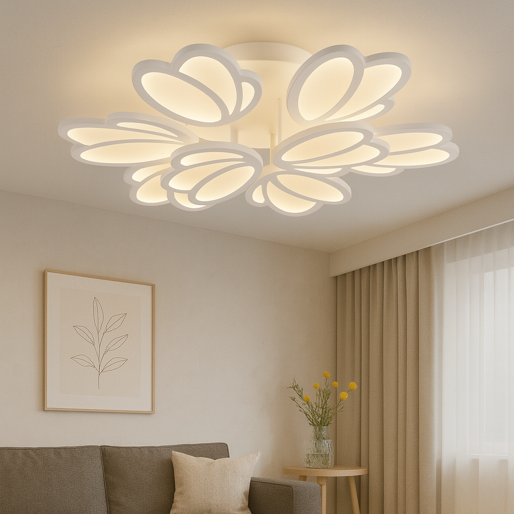 Lustra LED 8101-6+3 198W cu design floral 3D si lumina reglabila, ideal a pentru livinguri moderne si luminoase