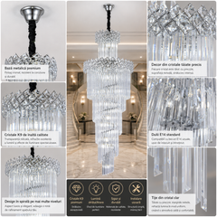 Candelabru rotund cristal argintiu 18xE27 model 8650-600-1800CROM