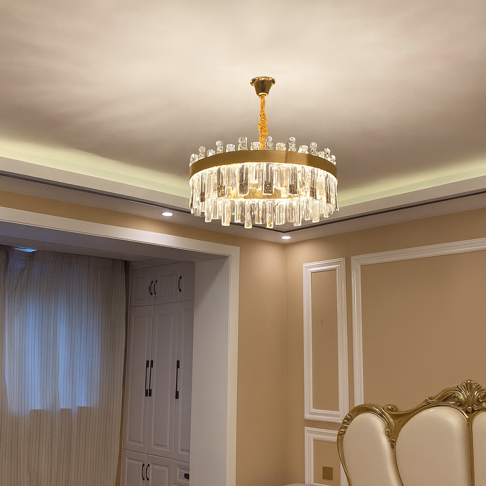 Candelabru LED rotund 8652/800, 180W, cu telecomanda, lumina ajustabila cald-rece, iluminat elegant pentru dormitor.