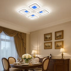 Lustra LED patrata 8736/4 104W cu lumina ajustabila si telecomanda, ideal a pentru zone de dining moderne si luminoase