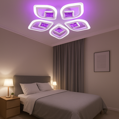 Lustra LED rotunda 8737/5 100W cu telecomanda si lumina 2800–6500K, perfect a pentru dormitoare elegante si confortabile