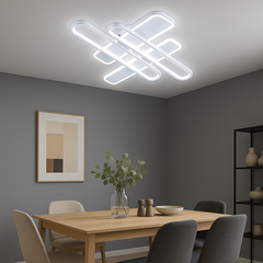 Lustra LED patrata 8753/4S 128W cu lumina reglabila si telecomanda, perfect a pentru zone de dining moderne si bine iluminate