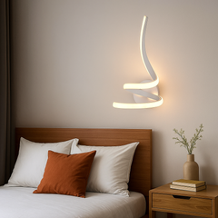 Aplica LED verticala LUBAN Pillar Alb 360mm, montata in dormitor modern, lumina reglabila 17W pentru ambient discret