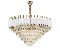 Candelabru cristal rotund alb 80 cm 12xE27 design modern elegant, vedere produs PNG pe fundal transparent