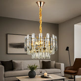 Candelabru rotund cu cristale Ø400 mm, 5xE27, luminand elegant un living modern, oferind stralucire si accent decorativ.