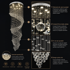 Candelabru Cristal LUBAN 9105 – Spirală Luxury, Ø80 × H240 cm, 13×GU10