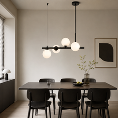 Lustra LED negru 4 globuri plastic mata design modern 9560-4BK