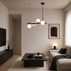 Lustra LED negru 4 globuri plastic mata design modern 9560-4BK