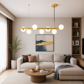 Lustra LED auriu satinat 7 globuri plastic mata design elegant 9560-7GD