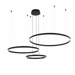 Lustra LED 3 cercuri neagra 200W cu telecomanda A16/40+60+80