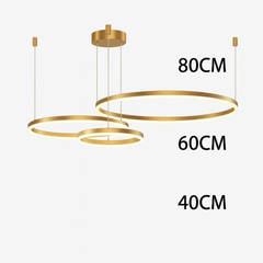 Lustra LED aurie 3 cercuri suspendata 200W, iluminare decorativa pentru masa de dining moderna