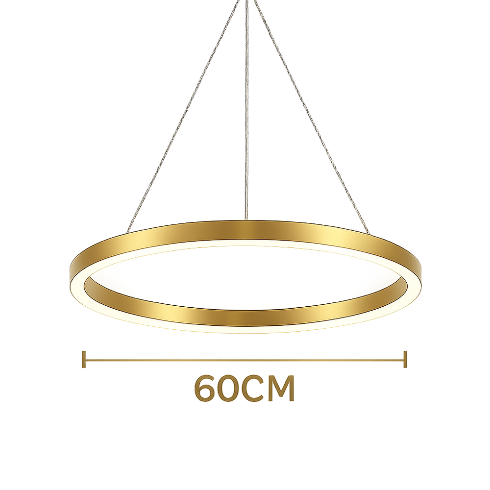 Lustra LED cerc rotund auriu Ø60cm cu telecomanda in living modern elegant