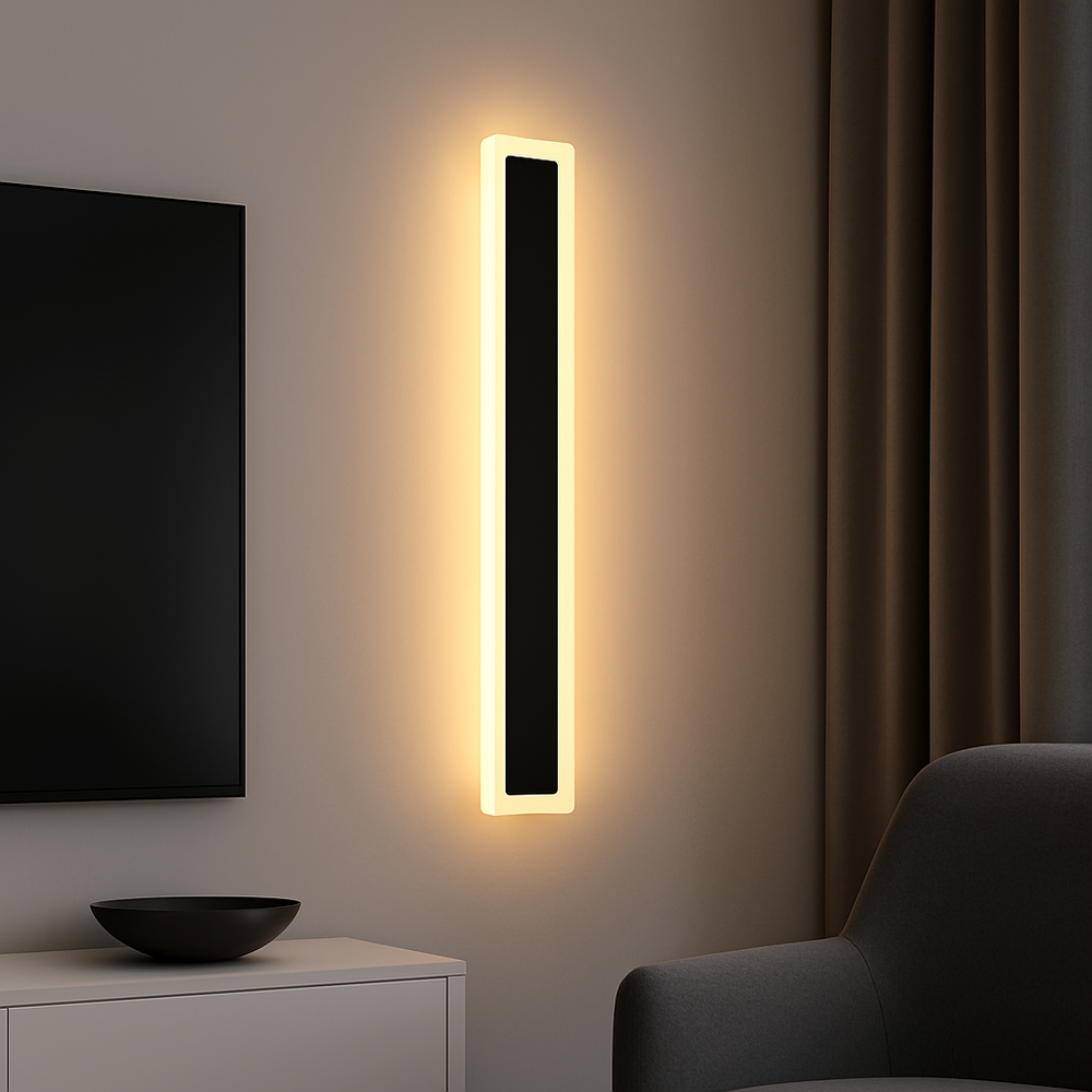 Aplica LED 71103/600MB negru mat, lumina calda 3000K, montaj vertical in living modern, design inalt si minimalist.