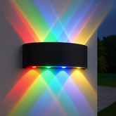 Aplica LED RGB 8W exterior neagra, multicolora, cu efect decorativ si protectie la ploaie