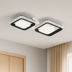 Lustra LED moderna patrata neagra, ideala pentru living contemporan, oferind iluminare uniforma si stil modern elegant, model 26233/2+2.