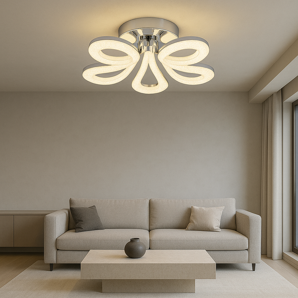 Lustra LED K2516/5 100W moderna cu temperaturi 3300K-6500K si telecomanda, iluminare uniforma pentru living modern