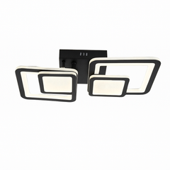 Lustra LED rectangulara 80W finisaj negru cu lumina ajustabila 3000K-6500K, perfecta pentru dormitor modern cu iluminare confortabila