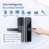 Incuietoare inteligenta neagra cu amprenta cod card cheie si app