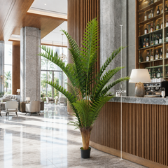 Decorațiune artificială Roystonea Regia verde, 220 cm, palmier tropical decorativ pentru hotel, restaurant, birou și interior modern.