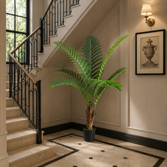 Plantă artificială Roystonea Regia verde, 160 cm, palmier tropical decorativ pentru living, birou, hotel, restaurant și spații comerciale.