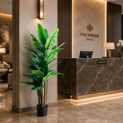 Planta Artificială Copac Tip Bananier, 210 cm, 31 frunze, Verde, cu Ghiveci