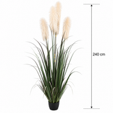 Planta Artificială Iarbă Ornamentală, 240cm, cu 5 fire, Stuf si Iarba, Verde si Gri, Fara Ghiveci