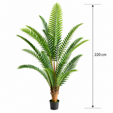 Planta Artificială Copac Tip Palmier Regal, 220 cm, 18 frunze, Verde, cu Ghiveci