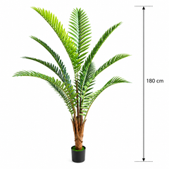 Planta Artificială Copac Tip Palmier Regal, 180 cm, 10 frunze, Verde, cu Ghiveci