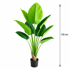 Plantă Artificială Tip Strelitzia, 130 cm, 9 frunze, Verde