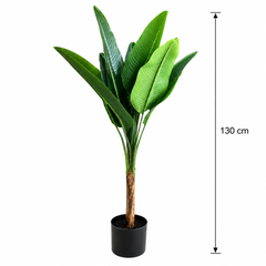Planta Artificială Copac Tip Bananier, 130 cm, 6 frunze, Verde, cu Ghiveci