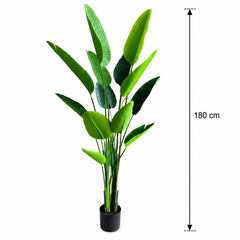 Plantă Artificială Tip Strelitzia Nicolai(Pasărea Paradisului), 180 cm, 13 frunze, Verde