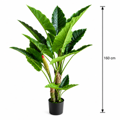 Plantă Artificială Tip Alocasia, 3 tulpini, 160 cm, Verde
