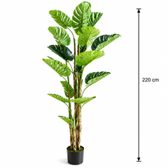 Plantă Artificială Tip Monstera Deliciosa, 17 frunze, 220 cm, Verde