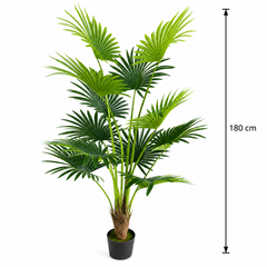 Plantă Artificială Tip Palmier Livistona Evantai, 12 frunze, 180 cm, Verde