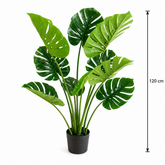 Plantă Artificială Tip Monstera Deliciosa, Cu Frunze Bogate, 120 cm, Verde