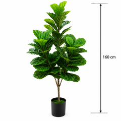 Planta Artificială Copac Tip Smochin, Plastic, 3 brate, 160 cm, Verde, cu Ghiveci